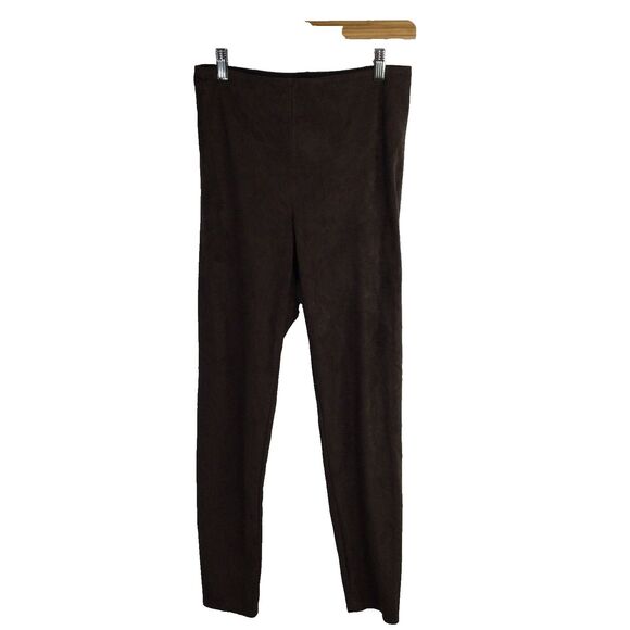 Lyssé Pants - Lysse Womens Faux Suede High Waist Velvet Leggings Pull-On Dark Brown Size M